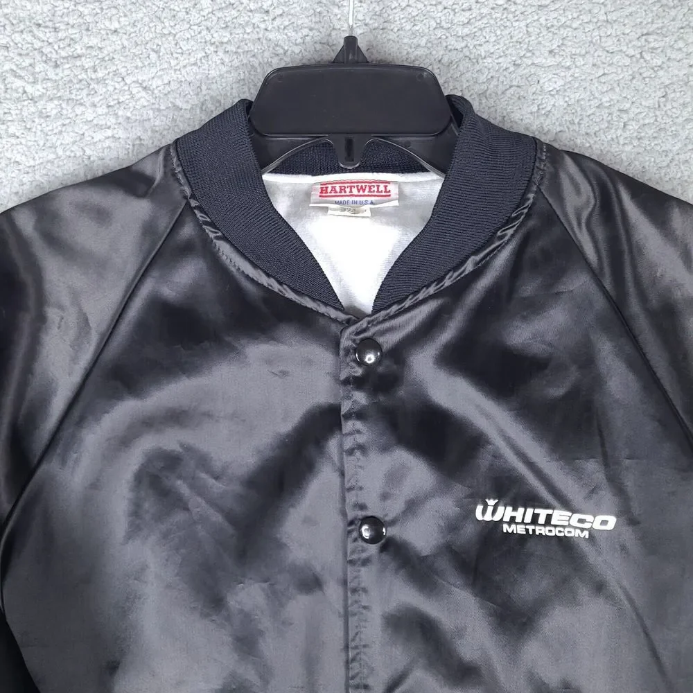Vintage Hartwell Jacket Mens Large Black USA Made Bomber Nylon Whiteco‎ Metrocom